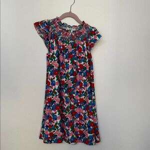 Mini Boden Floral Smocked Dress - Red, Blue & Pink